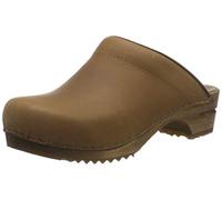 Sanita Chrissy | Zuecos Abiertos | Producto Artesanal Original para Mujer | Zuecos de Piel con Suela de Madera | Marrón Claro | 42 EU