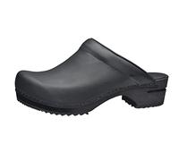 Sanita Chrissy | Zuecos Abiertos | Producto Artesanal Original para Mujer | Zuecos de Piel con Suela de Madera | Negro | 42 EU