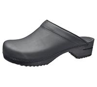Sanita Christian | Zuecos Abiertos | Producto Artesanal Original para Hombres | Zuecos de Piel con Suela de Madera | Negro | 41 EU