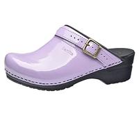 Sanita Freya | Zuecos Abiertos | Producto Artesanal Original para Mujer | Plantilla de Forma anatómica con Espuma Blanda | Correa de talón Ajustable | Morado | 41 EU