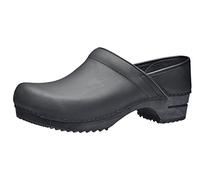 Sanita Julie | Zuecos Cerrados | Producto Artesanal Original para Mujer | Zuecos de Piel con Suela de Madera | Negro | 37 EU
