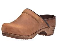 Sanita Julie | Zuecos Cerrados | Producto Artesanal Original para Mujer | Zuecos de Piel con Suela de Madera | Materiales sostenibles | Marrón | 37 EU