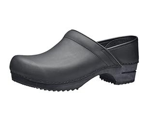 Sanita Julie | Zuecos Cerrados | Producto Artesanal Original para Mujer | Zuecos de Piel con Suela de Madera | Negro | 36 EU
