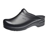 Sanita Karl PU | Zuecos Abiertos | Producto Artesanal Original para Hombres | Plantilla de Forma anatómica con Espuma Blanda | Negro | 41 EU