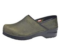 Sanita Professional Oil | Zuecos Cerrados | Producto Artesanal Original para Mujer | Plantilla de Forma anatómica con Espuma Blanda | Verde Oscuro | 36 EU