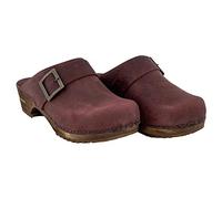 Sanita Urban Zuecos Abiertos | Original Hecho a Mano | Zuecos de Cuero de Madera para Mujer | Materiales sostenibles, Burdeos, 37 EU
