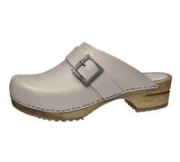 Sanita Urban | Zuecos Abiertos | Producto Artesanal Original para Mujer | Zuecos de Piel con Suela de Madera | Gris | 40 EU