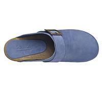 Sanita Urban | Zuecos Abiertos | Producto Artesanal Original para Mujer | Zuecos de Piel con Suela de Madera | Materiales sostenibles | Azul Paloma | 40 EU