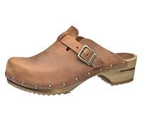 Sanita Wood-Kristel Open 455205W-78 - Zuecos de Cuero para Mujer, Color marrón, Talla 37