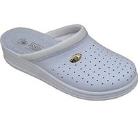 Sanital Light 1350 - Zapatilla de Cuero por la casa con Plantilla anatómica en Piel Anti-Shock - Blanco 40