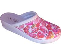 Sanital Light 1350 - Zapatilla de Cuero por la casa con Plantilla anatómica en Piel Anti-Shock - Corazones Rojo 37