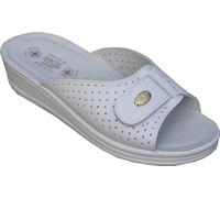 Sanital Light 1374 - Regleta de piel, ligera y cómoda, plantilla acolchada antigolpes, empeine perforado transpirable, artesanía italiana. Se recomienda comprar una talla más grande., Color blanco