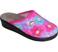 Sanital Light: PANTUFLA CÁLIDA DE TELA PARA MUJER. Perfecta para el hogar, Flores rosas, 37 EU