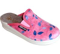 Sanital Light: Pantuflas cálidas de tela para mujer, perfectas para el hogar, Hojas rosadas, 36 EU