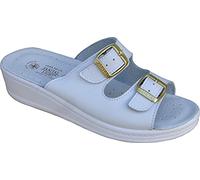 Sanital Light - Zapatilla de Cuero para Casa 1371 | Plantilla Anatómica Anti-Shock | Zapatillas Mujer Verano | Blanco, 38 EU, Cuero
