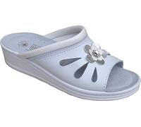 Sanital Light - Zapatilla de Piel con Plantilla anatómica de Piel Anti-Shock - 1342 - Blanco 41