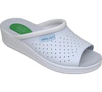 Sanital Light - Zapatilla EN Cuero por LA CASA - 1351 con Almohadilla de Gel en el talón - Blanco 41