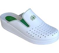 Sanital Light - Zapatilla EN Cuero por LA CASA - 1352 con Almohadilla de Gel en el talón - Blanco 36