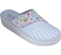 Sanital Light - ZAPATILLA EN CUERO POR LA CASA Cierre de gancho - 4358 BLANCO FLORES 37