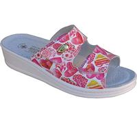 Sanital Light - Zapatilla en Cuero por la casa con Plantilla en Piel anatómica Anti-Shock - 1375 Corazones Rojos 41