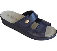 Sanital Light - Zapatilla en Cuero por la casa con Plantilla en Piel anatómica Anti-Shock - 1375 Marino - 36