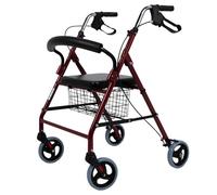 Sanitec - Andador Rollator con Frenos en Empuñadura | Andador para Ancianos Plegable | Andadores Adultos con Estructura de Aluminio Ligero | Andador con Asiento y Cesta | Andadores para Ancianos