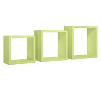 SANITEC MODULARREDO | INCUBO - Juego de 3 estantes de Pared, Cubos de decoración, estantes Cubo, Cubos de Pared, 35 x 35 x 15,5 cm, 30 x 30 cm, p15,5 cm y 25 x 25 x 15,5 cm, Verde - Made in Italy