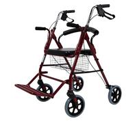Sanitec - Silla Rollator con Frenos en Empuñadura | Andador para Ancianos Plegable | Andadores Adultos con Estructura de Aluminio | Andador con Asiento, Cesta y Reposapiés | Andadores para Ancianos