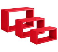 SANITEC tríptico estantes de Pared, Madera, Rojo, 15.5 x 45 x 27 cm