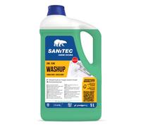 Sanitec Washup Limón Verde, Limpiador Líquido para el Lavado Manual de Vajillas, Desengrase a fondo y libera una fragancia fresca que elimina los malos olores, Made in Italy, 5000 ml
