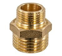 Sanitop-Wingenroth Doble boquilla reductora con tipo 1/2 '' AG x 3/8 '' AG | conexión con dos roscas externas, conexión doble, accesorio roscado para la instalación fina, multicolor, latón, 161275