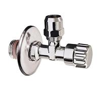 Sanitop-Wingenroth Válvula de esquina para lavabo y cisterna | 3/8 pulgadas | Conector de grifo | autosellado | con cubierta y compensación de longitud | con roseta de empuje | latón cromado | 19059 6