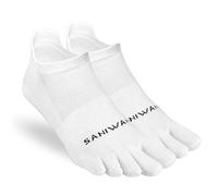SANIWANI Calcetines de Dedos Barefoot, Tecnología Coolmax, Unisex Adulto, Estilo Minimalista,para Running, Deporte y casual (FR/ES, Letras, M, Regular, Corto, 2, Blanco)