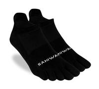 SANIWANI Calcetines de Dedos Barefoot, Tecnología Coolmax, Unisex Adulto, Estilo Minimalista,para Running, Deporte y casual (FR/ES, Letras, M, Regular, Corto, 2, Negro)