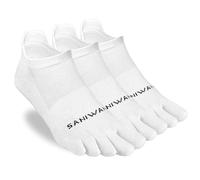 SANIWANI Calcetines de Dedos Barefoot, Tecnología Coolmax, Unisex Adulto, Estilo Minimalista,para Running, Deporte y casual (FR/ES, Letras, M, Regular, Corto, 3, Blanco)
