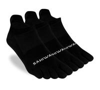 SANIWANI Calcetines de Dedos Barefoot, Tecnología Coolmax, Unisex Adulto, Estilo Minimalista,para Running, Deporte y casual (FR/ES, Letras, L, Regular, Corto, 3, Negro)