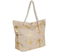 Sanixa Karma MTBAG111_05 - Bolsa de playa para mujer, diseño de conchas o ancla, 59 cm, bolsa de baño con cremallera, bolsillo interior de poliéster para playa, vacaciones, piscina, lago, verano, ocio
