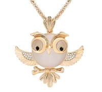 Sanixa Karma NH10504102 - Collar largo con diseño de búho dorado, 74 cm, aleación de circonitas, cadena para mujer, collar moderno, regalo para mujeres