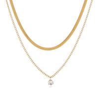Sanixa Karma NH11168598 - Collar para mujer de acero inoxidable chapado en oro y cristal, cadena para mujer, cadena de capas para mujer, regalo para ella