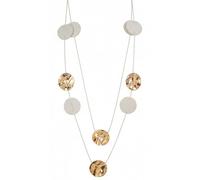 Sanixa Karma NH11274633 Statement Halskette Weiß Gold Damen Textil Leder Kette 100 cm Schmuck für Frauen Damenhalskette Statementkette modern