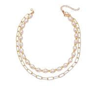 Sanixa Karma NHPV342519 - Collar para mujer, perlas sintéticas, aleación, oro, 40 cm, cadena para mujer, ajustable, collar para mujer, 40 cm, Metal, No es una piedra preciosa