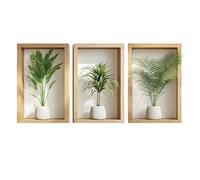SanKristo 1 pieza 39,3 * 80 cm Adhesivo decorativo Jarrones flores verdes - Planta en maceta 3D Decoración autoadhesiva para pared Plantas y hojas verdes Cuadro moderno Salón Oficina Hotel Cocina