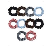 SanKristo 10 Coleteros unidades gomas pelo terciopelo mujer finas elásticas suaves sin daños menos encrespamiento kitsch elegantes accesorio retro regalo coletas niñas, rosa/negro/azul/marrón/gris