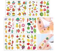 SanKristo 10 Hojas Glitter Tatuajes Temporales para Niños Resistente al Agua Verduras Frutas Colores Tatuajes Pegatinas Set Niñas Niños Cumpleaños Regalo para Niños Fiesta