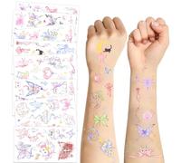 SanKristo 10 Hojas Tatuajes Temporales para Niños Impermeable Mariposa Conejo Colores Tatuajes Pegatinas Set Niñas Niños Cumpleaños Regalo para Niños Fiesta