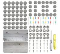 SanKristo 100 Piezas Chinchetas Techo Coche,Universal Kit Botones Reparacion Techo Coche con Chinchetas de Colores, Destornillador y Cinta Metrica, Apto para Todos los Modelos de Vehiculos (Gris)