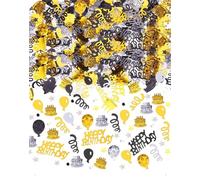 SanKristo 1000 Piezas Confeti Fiestas Cumpleaños, Decoración Mesas Confeti Papel Negro Dorado Plateado Brillante Globo Caja Regalo Puntos Cumpleaños Bodas Aniversario 30g