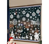 SanKristo 133 Piezas Reutilizables Pegatinas Navidad para Ventanas, Vetrofania Navideñas Autoadhesivas, Pvc Vinilos Navidad Ventanas Decoración con Neve Renos Papá Noel, para Salón Habitación Cristal