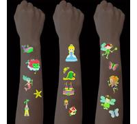 SanKristo 15 Hojas Luminosos Tatuajes Temporales para Niños Impermeables Dibujos Animados Sirenas Hadas Princesas Tatuajes Pegatinas Set Niñas Niños Brillan en la Oscuridad Regalo