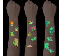 SanKristo 15 Hojas Luminosos Tatuajes Temporales para Niños Impermeables Dibujos animados Tiburones Animales Insectos Tatuajes Pegatinas Set Niñas Niños Brillan en la Oscuridad